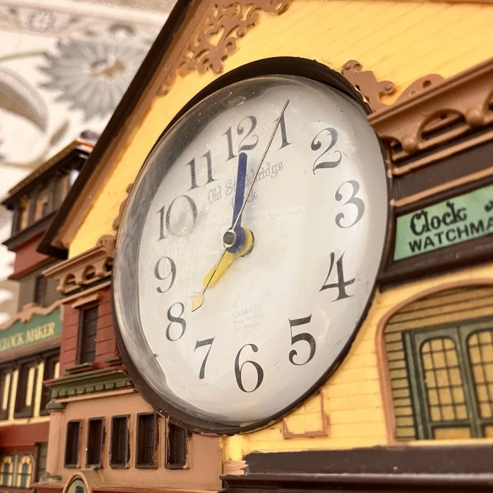Vintage Collins Old Stockbridge Clock Village Town Scene Wall Decor MCM 80’s